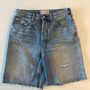 Everlane the cheeky long short in distressed denim